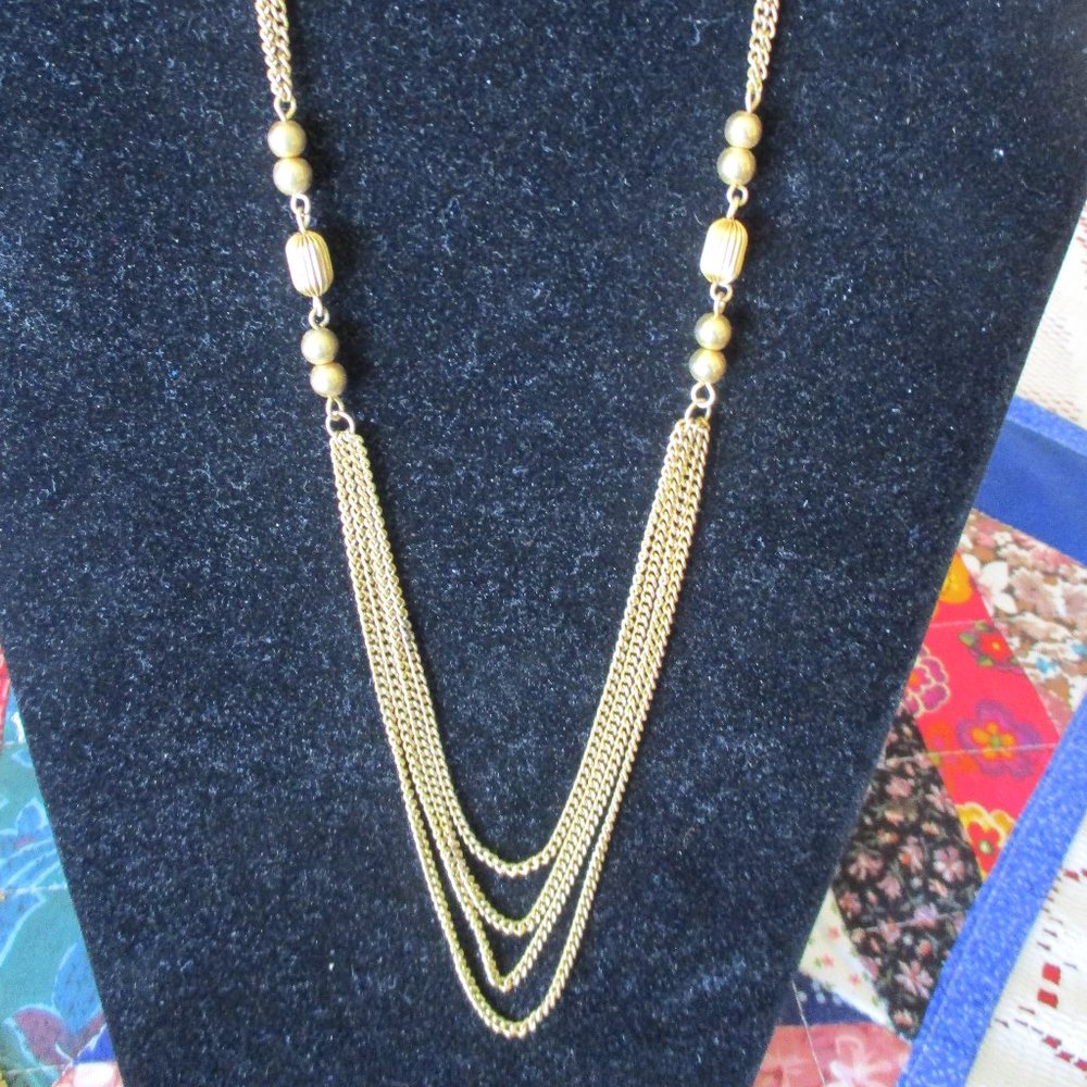 Vintage Estate Gold Tone Chain/Beaded Necklace